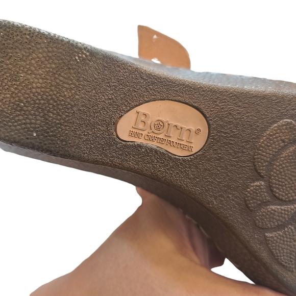 Born Boulder Leather Cork Wedge Sandal Tan Size 9 women's Shoe - Picture 9 of 11